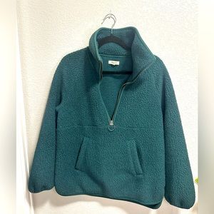 Madewell Sherpa 1/4 Zip Green